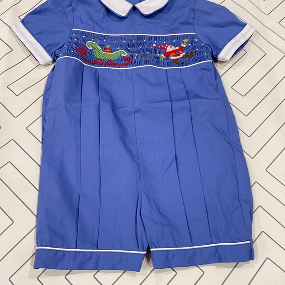 NWT Orient Express Smocked Christmas Romper - Picture 2 of 9